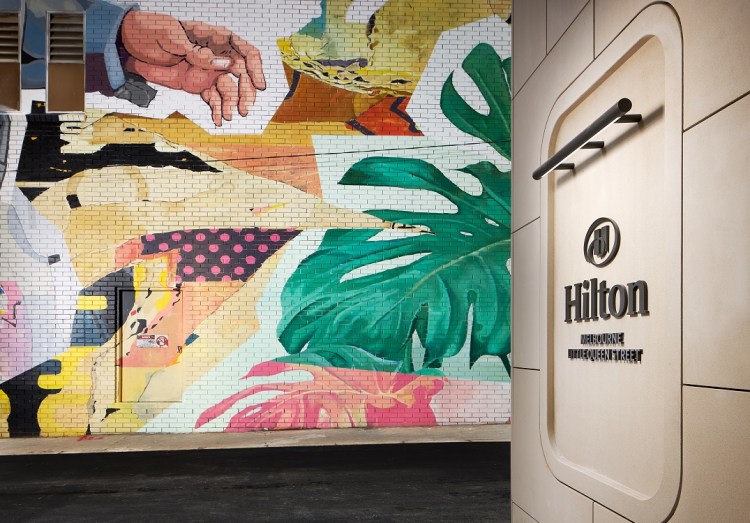 Hilton Little Queen street, Melbourne features a striking mural by Kitt Bennett