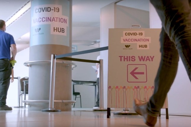 COVID-19 vaccination hub at Melbourne Airport. Image credit: Western Health