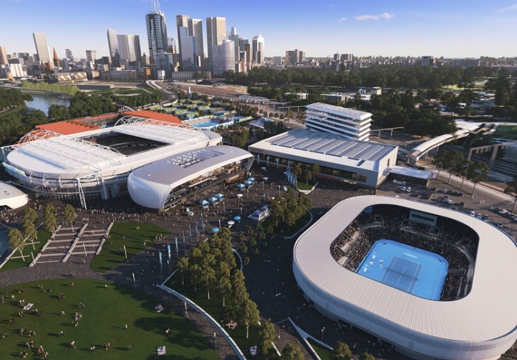 Centrepiece at Melbourne Park, aerial precinct render
