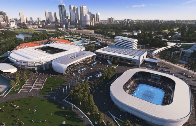 Centrepiece at Melbourne Park, aerial precinct render