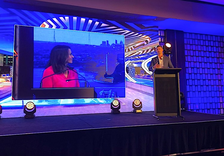 Co-hosts Sofie Formica and Matt Leacy share the virtual stage