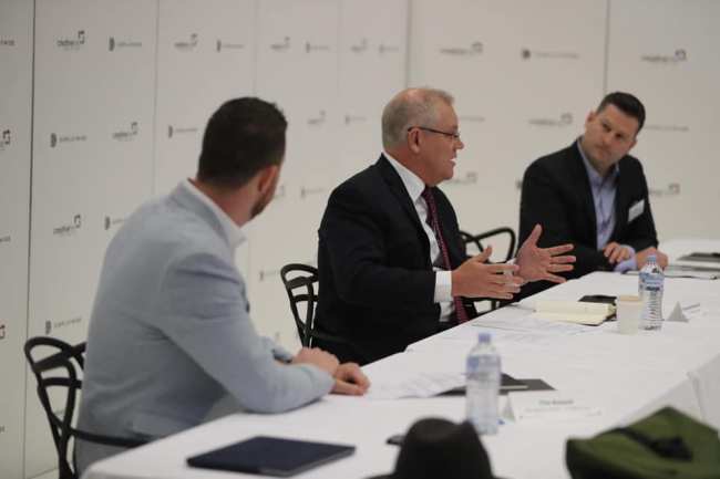 Scott Morrison meeting with business events suppliers in June 2020. Image via Facebook business events grants program extension