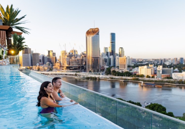 People in the pool at the Emporium Hotel in South Bank Brisbane.