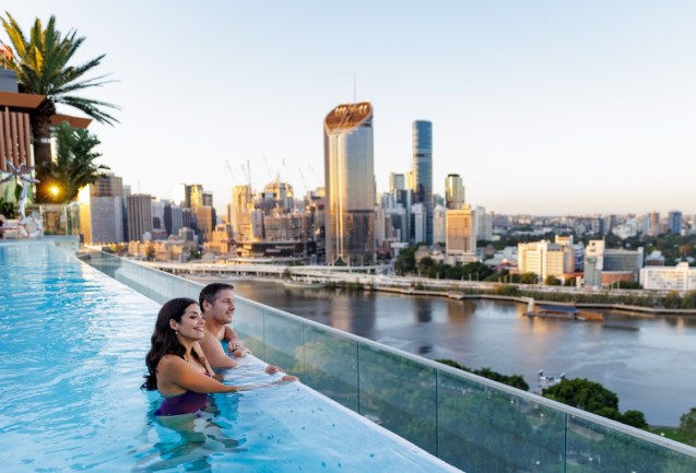 People in the pool at the Emporium Hotel in South Bank Brisbane.