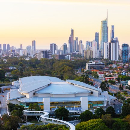The Gold Coast Convention and Exhibition Centre with city in the background.