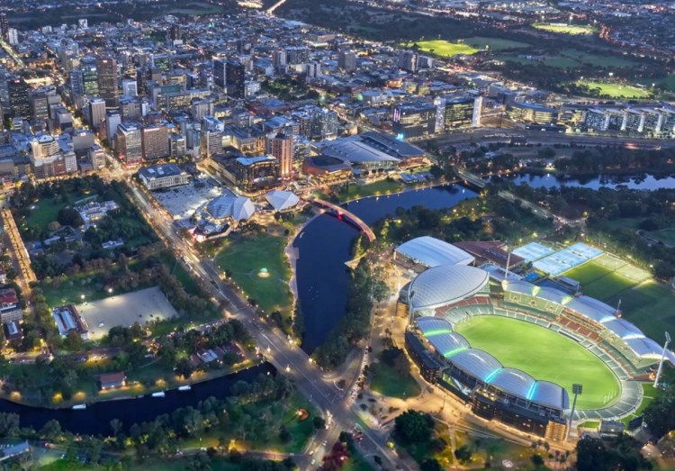 The city of Adelaide at dusk