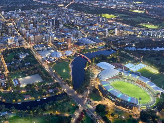 The city of Adelaide at dusk