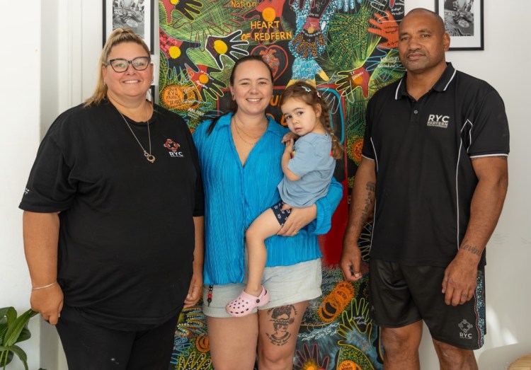 RYC Founders Margaret Haumono (left) and Solomon Haumono (right) with AV1s People and Culture Manager Alyce Kelly-Kidd (centre)