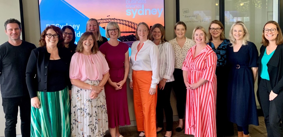 L-R: Chris Fitzpatrick, City of Sydney, Carolin Lenehan BESydney, Virginia Loyola Arinex, Anne Camenzind BESydney, Inga Davison BESydney, Jessica Vandy and Genevieve Leclerc #MEET4IMPACT, Tina Demetriou new BESydney Social Impact Specialist, Chloe Patch BESydney, Emma Bowyer ICMS Australasia, Lauren Flaherty City of Sydney, Nell Harrison The Association Specialists, Jess Bentley BESydney