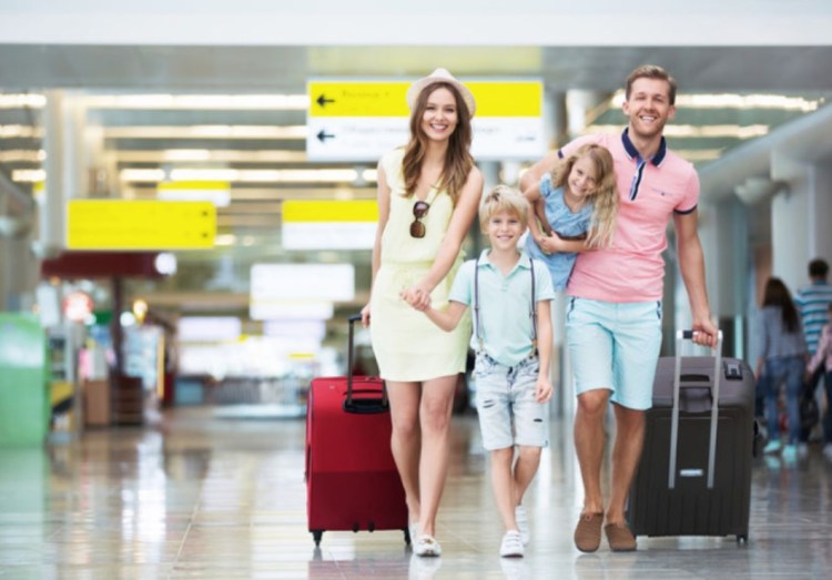 Family at airport